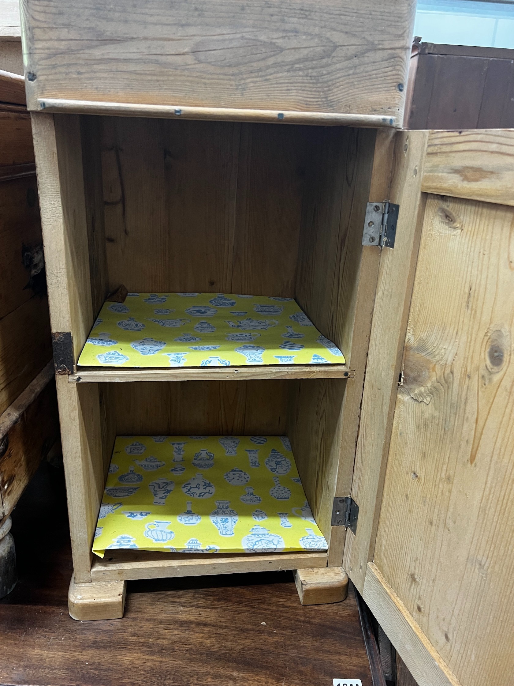 A Victorian pine bedside commode cabinet, width 36cm depth 35cm height 76cm